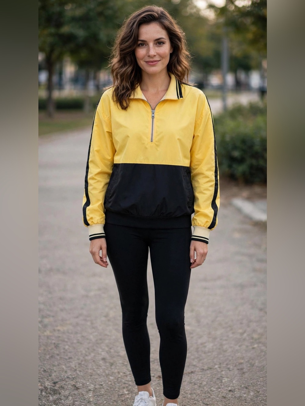 Vintage Cutter & Buck Yellow Black Colorblock Half Zip Golf Windbreaker Jacket
